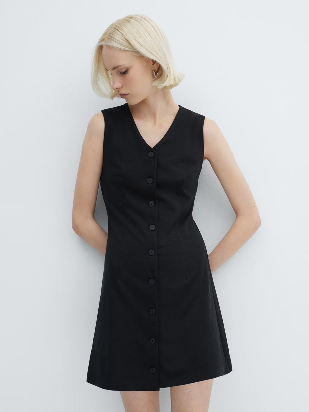 Mango Black short buttoned dress NWT